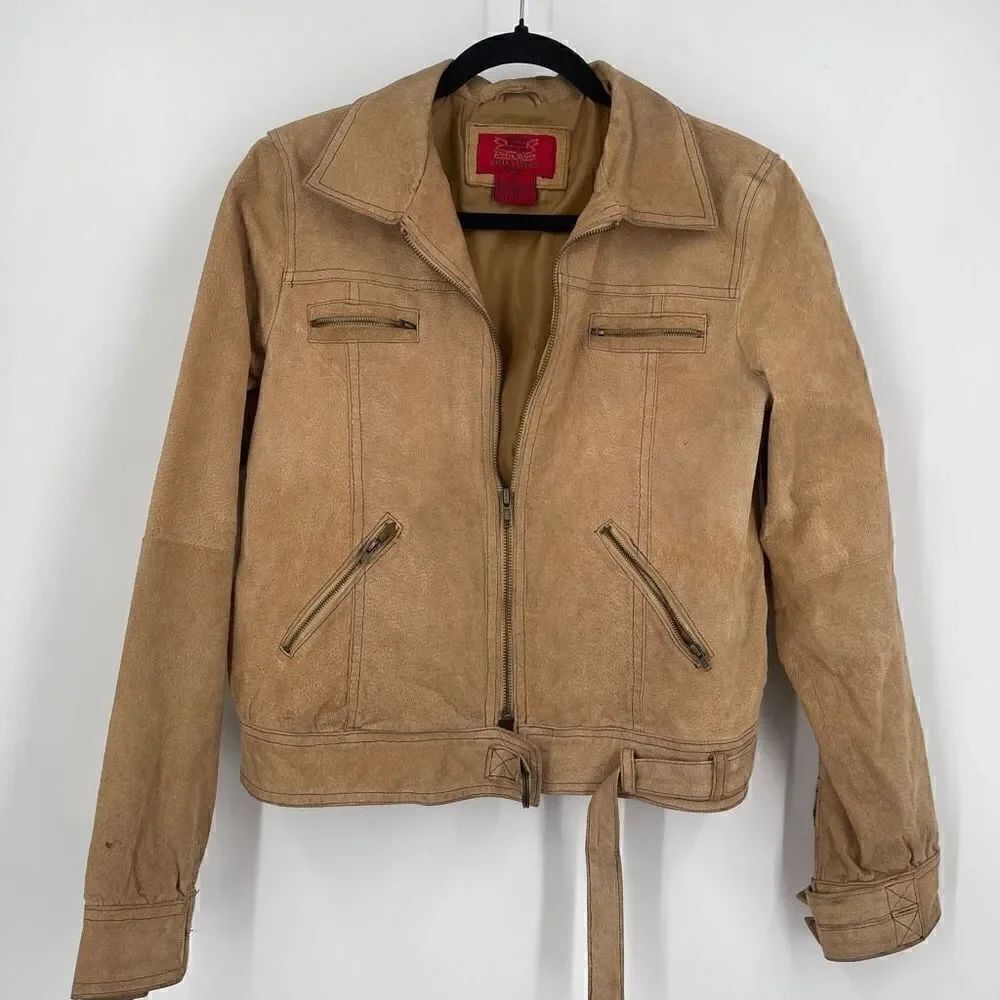 Vintage Paris Blues Tan suede full zip jacket